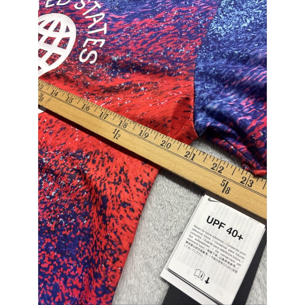 Nike Mens Medium United States Track & Field Dri-FIT T-Shirt Blue Red Splatter - Picture 3 of 5